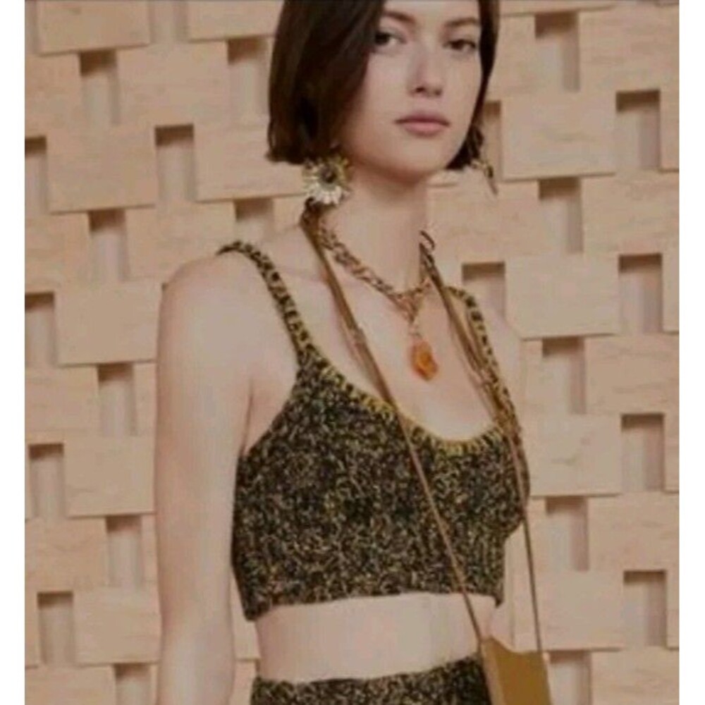 Ulla Johnson Lia Knit Crop Top Tank In Garden Olive Size M